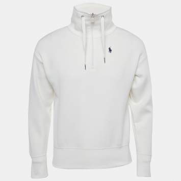 Pre Owned Polo Ralph Lauren White Cotton Zip-Up Sweatshirt XXS
