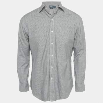 Pre Owned Polo Ralph Lauren Black /White Checkered Cotton Regent Custom Fit Shirt S 