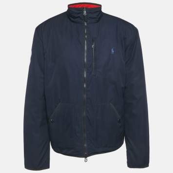 Pre Owned Polo Ralph Lauren Navy Blue /Red Synthetic Quilted Reversible Cross Country Jacket XL 