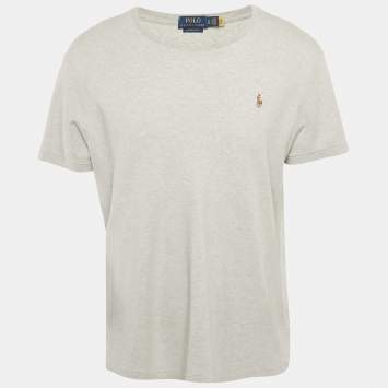 Pre Owned Polo Ralph Lauren Grey Mélange Cotton Custom Slim Fit T-Shirt XL