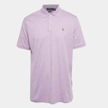 Pre Owned Polo Ralph Lauren Lavender Logo Embroidered Cotton Classic Fit Polo T-Shirt L