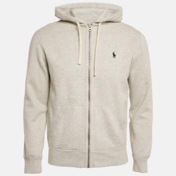 Pre Owned Polo Ralph Lauren Grey Cotton Zip-Up Hoodie S