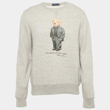 Pre Owned Polo Ralph Lauren Grey Cotton Polo Bear Sweatshirt M