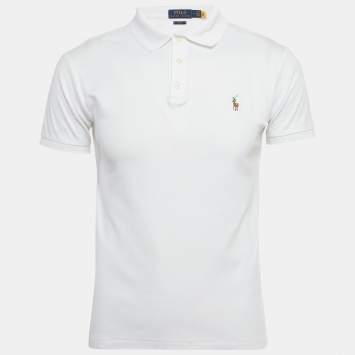 Pre Owned Polo Ralph Lauren White Jersey Polo T-Shirt M