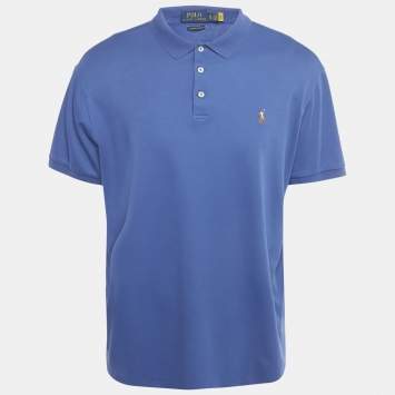 Pre Owned Polo Ralph Lauren Blue Jersey Custom Slim Fit Polo T-Shirt XL