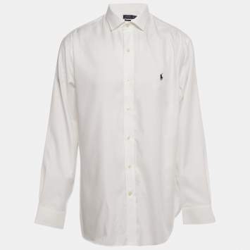 مملوكة مسبقًا Polo Ralph Lauren White Logo Embroidered Cotton Shirt XL