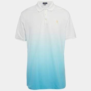 Pre Owned Polo Ralph Lauren Blue Ombre Pique Polo T-Shirt L