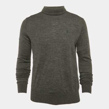 مملوكة مسبقًا بلوفر بولو رالف لورين تريكوت صوفي رمادي برقبة عالية مقاس كبير - لارج