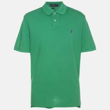Pre Owned Polo Ralph Lauren Green Jersey Polo T-Shirt L