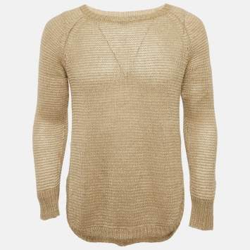 مملوكة مسبقًا بلوفر بولو رالف لورين بيج كروشيه من الكتان شفاف مقاس صغير - سمول