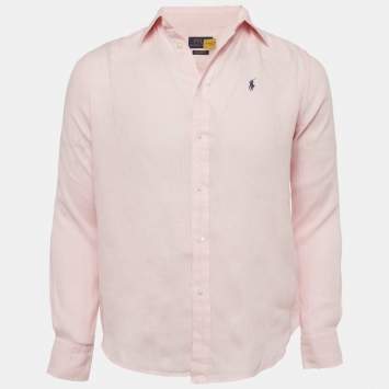 م ملوكة مسبقًا Polo Ralph Lauren Pink Linen Relaxed Fit Shirt S