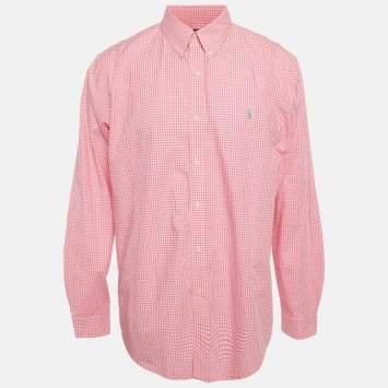 مملوكة مسبقًا Polo Ralph Lauren Pink Gingham Cotton Classic Fit Shirt XL