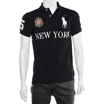 Pre Owned Polo Ralph Lauren Navy Blue Cotton Pique Summer Classic Slim Fit Polo T-Shirt S