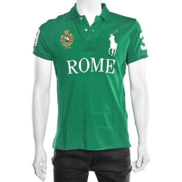 Pre Owned Polo Ralph Lauren Green Cotton Pique Summer Classic Slim Fit Polo T-Shirt S