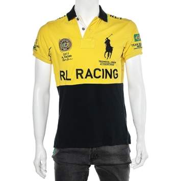 Pre Owned Polo Ralph Lauren Yellow Cotton Pique Summer Classic Slim Fit Polo T-Shirt S