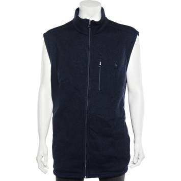 Pre Owned Polo Ralph Lauren Navy Blue Fleece Sleeveless Vest 3XL