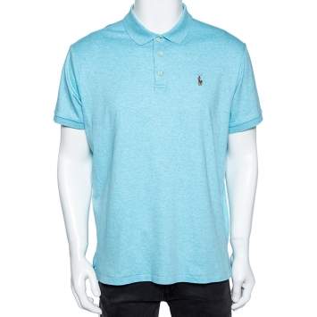 Pre Owned Polo Ralph Lauren Blue Cotton Custom Slim Fit Polo T-Shirt XL