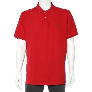 Pre Owned Polo Ralph Lauren Red Cotton Pique Polo T-Shirt XXL