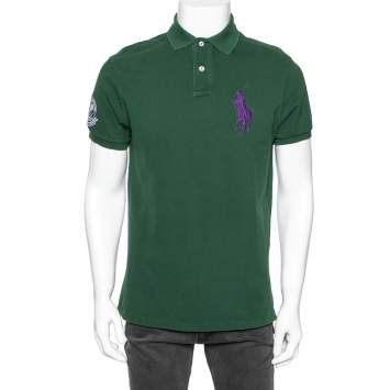 Pre Owned Polo Ralph Lauren Green Cotton Polo T-shirt M