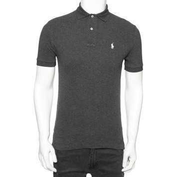 Pre Owned Polo Ralph Lauren Grey Pique Cotton Polo T-Shirt XS