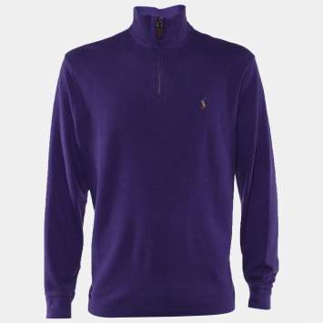Pre Owned Polo Ralph Lauren Purple Cotton Turtleneck Long Sleeve Sweater L