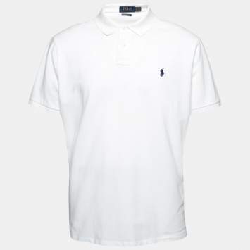 Pre Owned Polo Ralph Lauren White Cotton Pique Short Sleeve Polo T-Shirt XXL