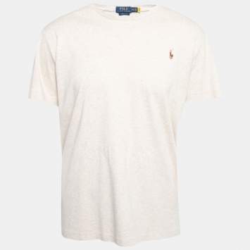 Pre Owned Polo Ralph Lauren Cream Cotton Custom Slim Fit T-Shirt XXL