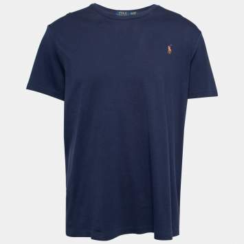 Pre Owned Polo Ralph Lauren Navy Blue Cotton Custom Slim Fit T-Shirt XXL