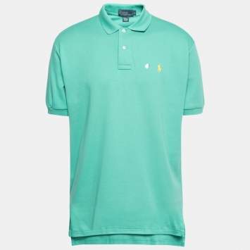 Pre Owned Polo Ralph Lauren Green Cotton Polo T-Shirt L