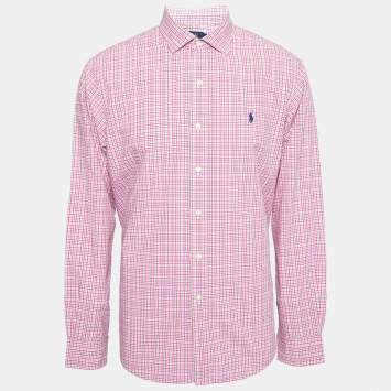 Pre Owned Polo Ralph Lauren Pink Checked Cotton Button Front Shirt XL