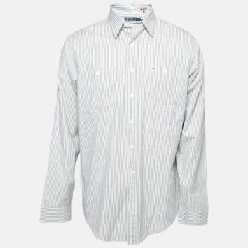 Pre Owned Polo Ralph Lauren Blue Striped Cotton Button Front Shirt L