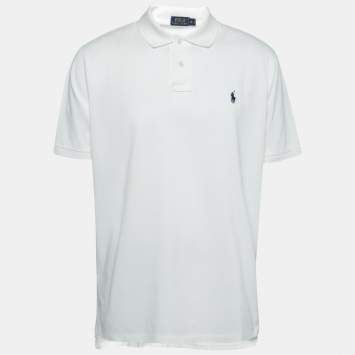 مملوكة مسبقًا Polo Ralph Lauren White Cotton Pique Short Sleeve Polo T-Shirt XL