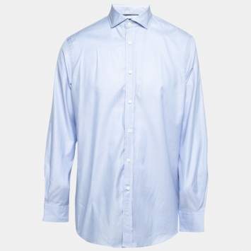 Pre Owned Polo Ralph Lauren Blue Printed Cotton Button Front Shirt L