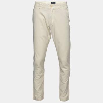 Pre Owned Polo Ralph Lauren Light Beige Cotton Slim Fit Pants XL Waist 37" 