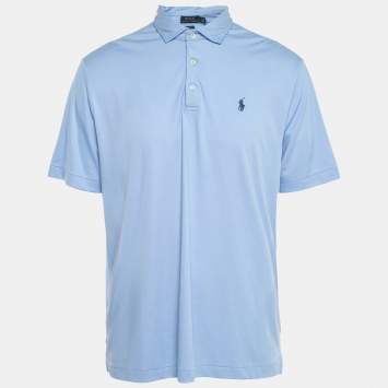 Pre Owned Polo Ralph Lauren Blue Cotton Classic Fit Polo T-Shirt L