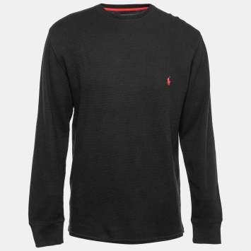 Pre Owned Polo Ralph Lauren Black Cotton Knit Long-Sleeve T-Shirt M  