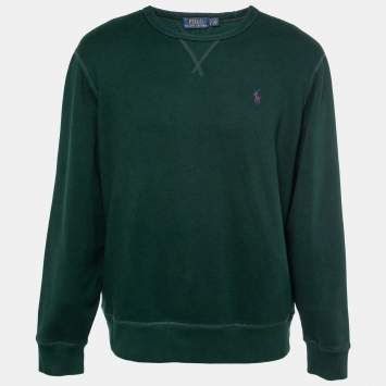 Pre Owned Polo Ralph Lauren Green Cotton Long-Sleeve Sweatshirt L