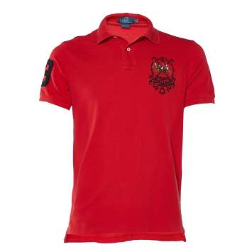Pre Owned Polo Ralph Lauren Red Cotton Pique Custom Fit Polo T-Shirt M