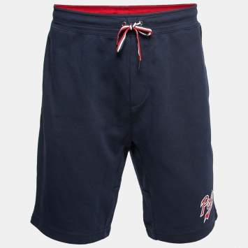 Pre Owned Polo Ralph Lauren Navy Blue Cotton Logo Bear Printed Shorts L