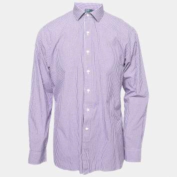 Pre Owned Polo Ralph Lauren Purple Gingham Checked Cotton Long Sleeve Shirt L