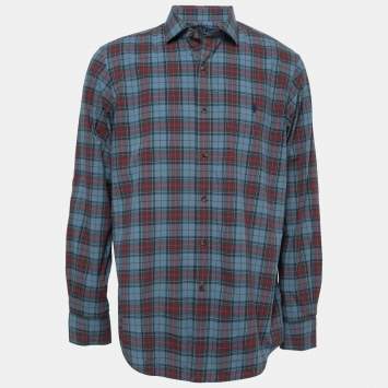 Pre Owned Polo Ralph Lauren Multicolor Checkered Cotton Classic Fit Button Front Shirt L