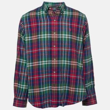 Pre Owned Polo Ralph Lauren Multicolor Tartan Cotton Custom Fit Shirt L