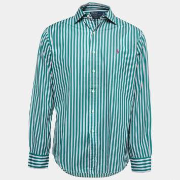 Pre Owned Polo Ralph Lauren Green Cotton Button Front Shirt L