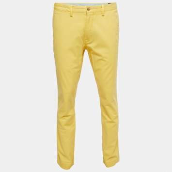 Pre Owned Polo Ralph Lauren Yellow Cotton Stretch Slim Fit Pants L