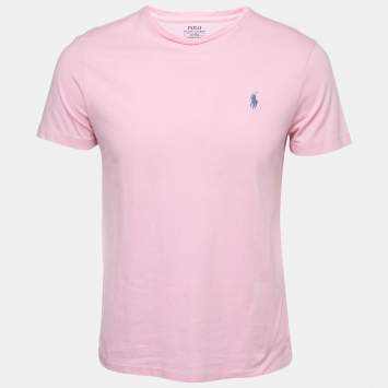 Pre Owned Polo Ralph Lauren Light Pink Cotton Custom Slim Fit Half Sleeve T-Shirt M