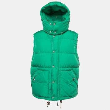 Pre Owned Polo Ralph Lauren Green Synthetic Sleeveless Hooded Down Jacket M