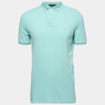 Pre Owned Polo Ralph Lauren Light Blue Cotton Pique Classic Fit Polo T-Shirt S
