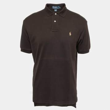 Pre Owned Polo Ralph Lauren Brown Cotton Polo T-Shirt M