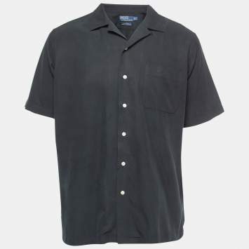 Pre Owned Polo Ralph Lauren Black Silk & Cotton Half Sleeve Shirt M