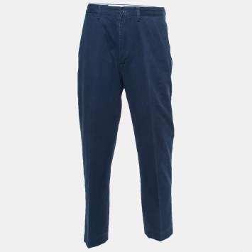 Pre Owned Polo Ralph Lauren Navy Blue Cotton Straight Fit Pants M